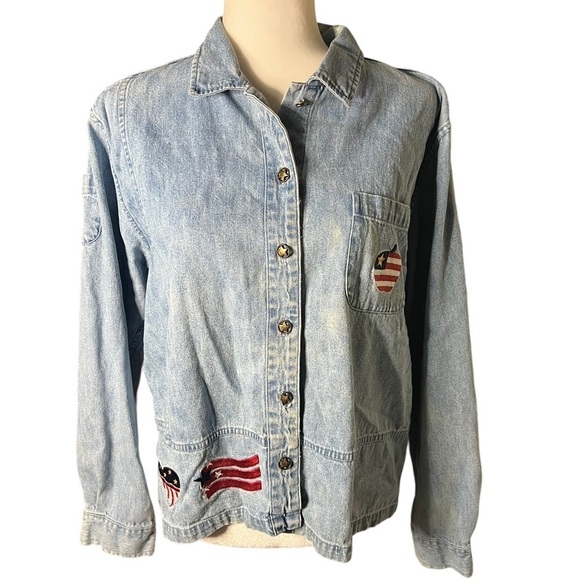 Vintage USA Grandmacore Jacket Denim 100% Cotton L - Picture 1 of 7